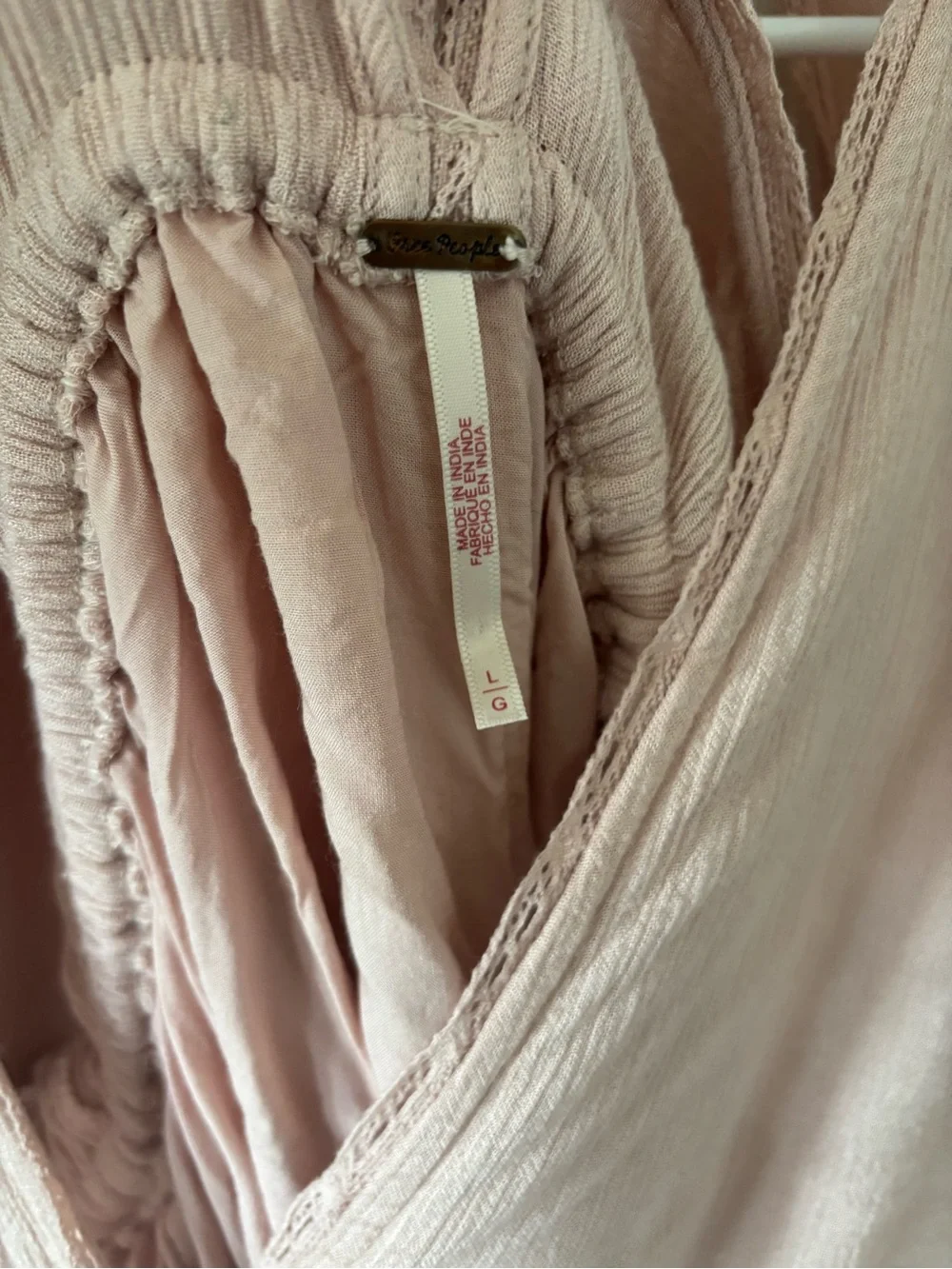 Free People Dusty Rose Boho Lace-Trim Maxi Dress